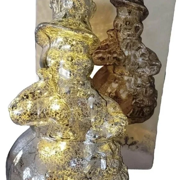 Glass Snowman Figurine with LED Lights - Picture 4 of 7